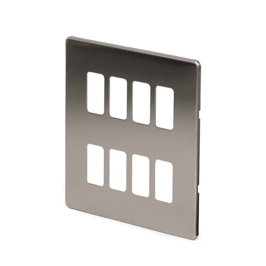 The Lombard Collection Brushed Chrome 8 Gang RM Rectangular Module Grid Switch Plate