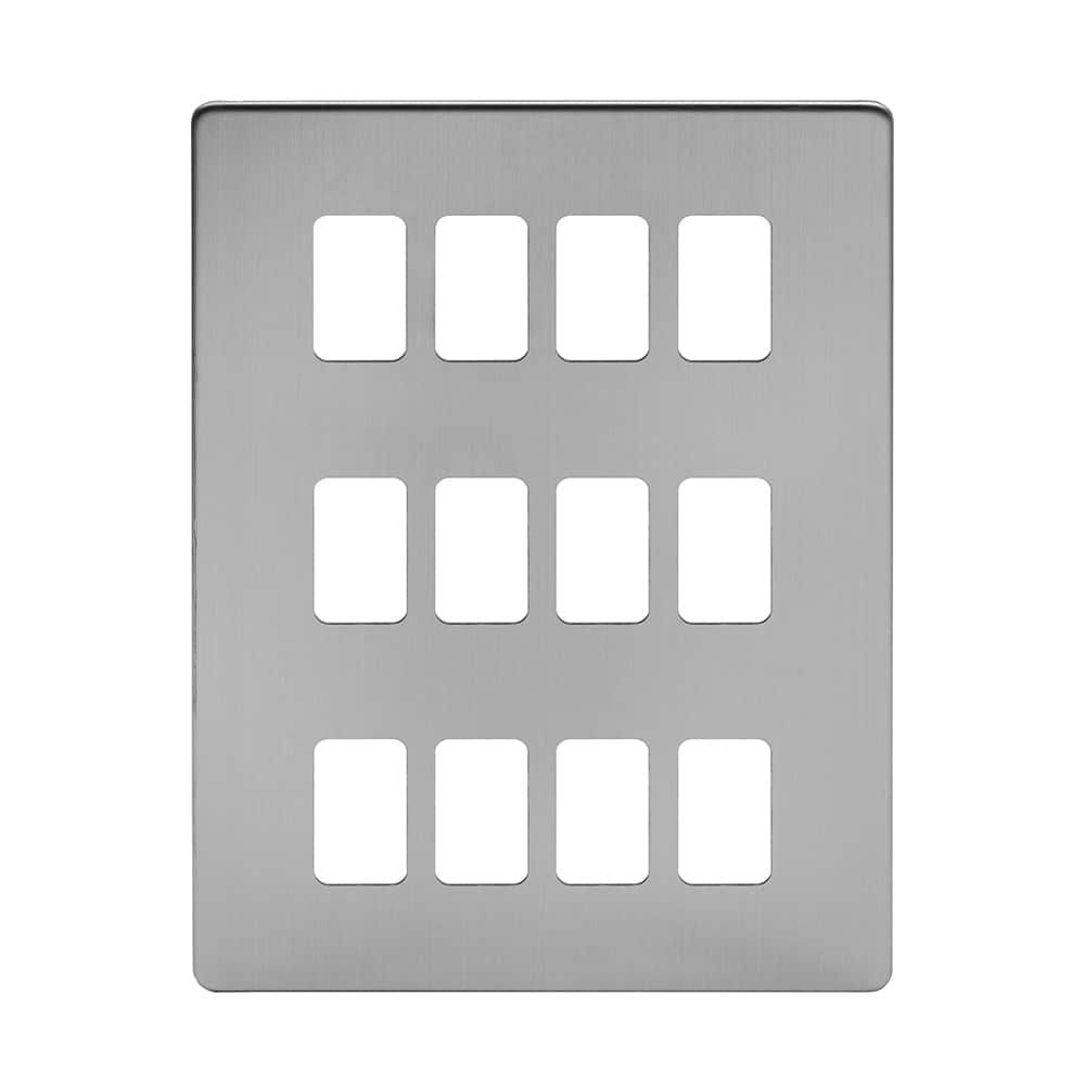 The Lombard Collection Brushed Chrome 12 Gang RM Rectangular Module Grid Switch Plate