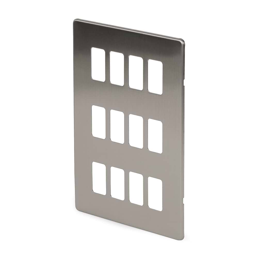 The Lombard Collection Brushed Chrome 12 Gang RM Rectangular Module Grid Switch Plate