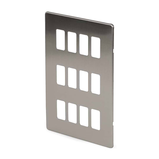 The Lombard Collection Brushed Chrome 12 Gang RM Rectangular Module Grid Switch Plate