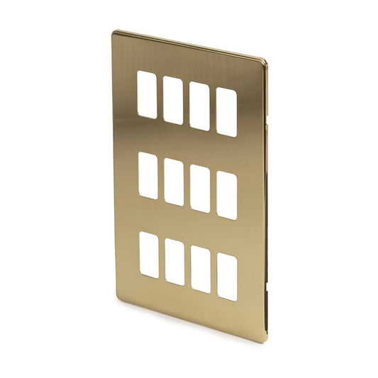 The Savoy Collection Brushed Brass 12 Gang RM Rectangular Module Grid Switch Plate