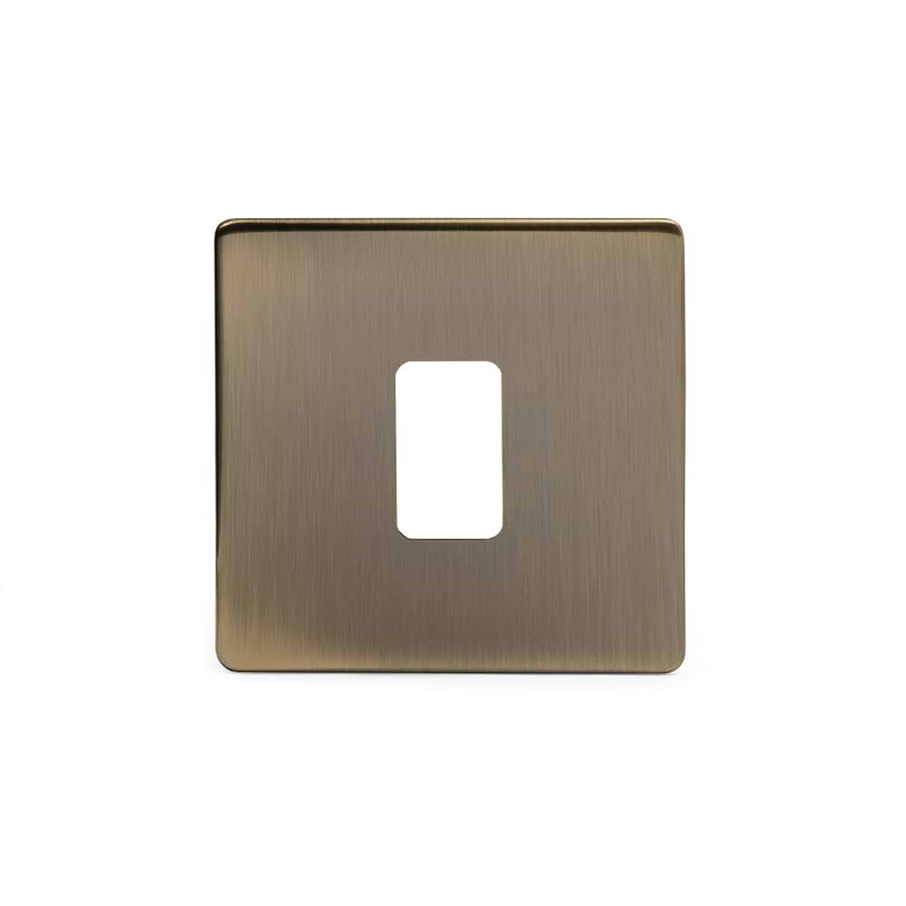 The Charterhouse Collection 1 Gang RM Rectangular Module Grid Switch Plate Antique Brass