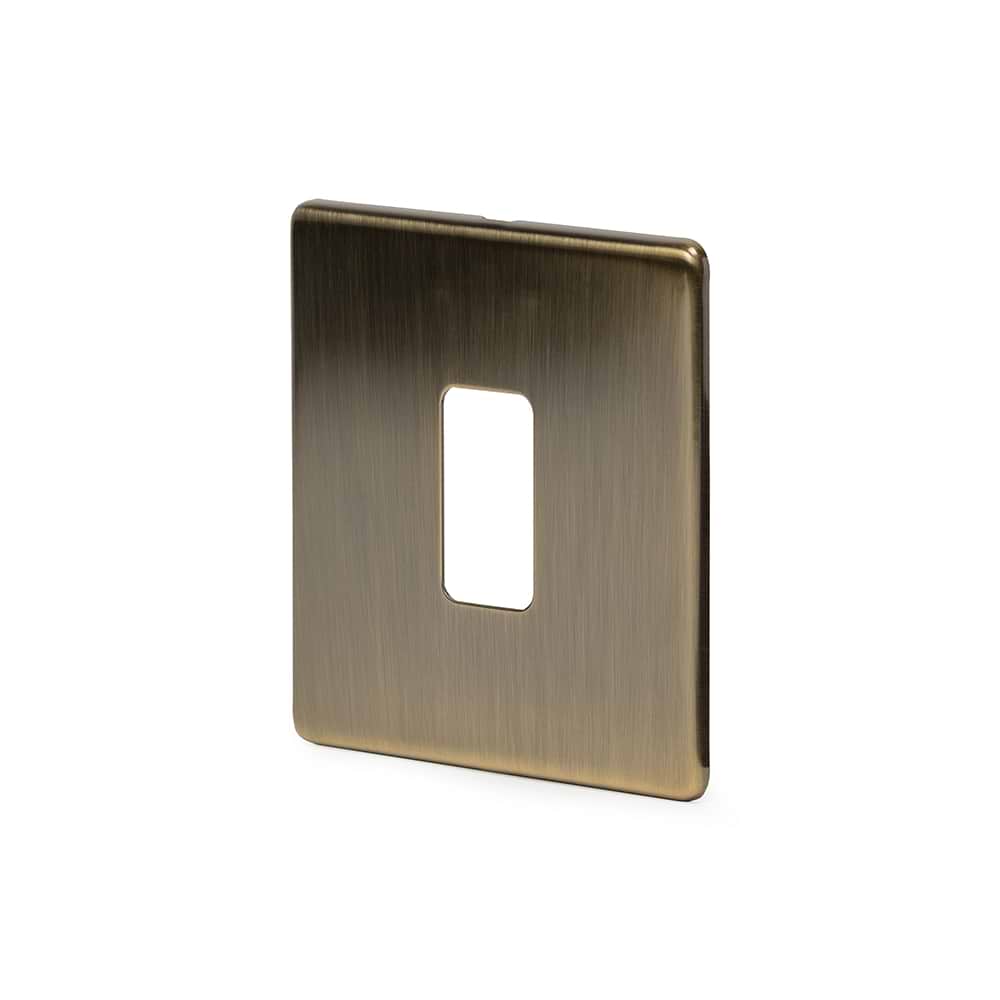 The Charterhouse Collection 1 Gang RM Rectangular Module Grid Switch Plate Antique Brass