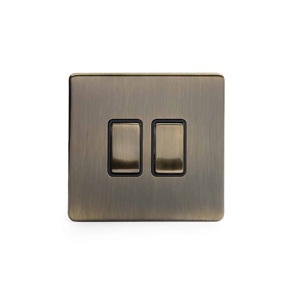 The Charterhouse Collection 2 Gang RM Rectangular Module Grid Switch Plate Antique Brass