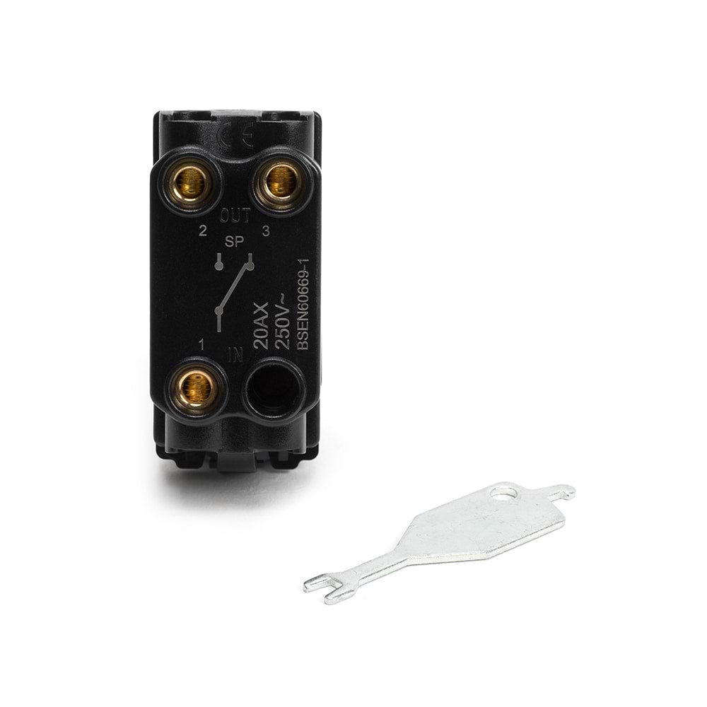 The Lombard Collection Brushed Chrome 20AX 2 Way Single Pole 'EMG LTG TEST' RM-Grid Switch Module