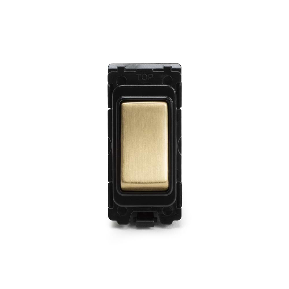The Savoy Collection Brushed Brass 20A Double Pole RM-Grid Switch Module