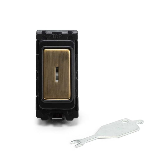 The Charterhouse Collection 20AX Double Pole Key RM-Grid Switch Module Antique Brass
