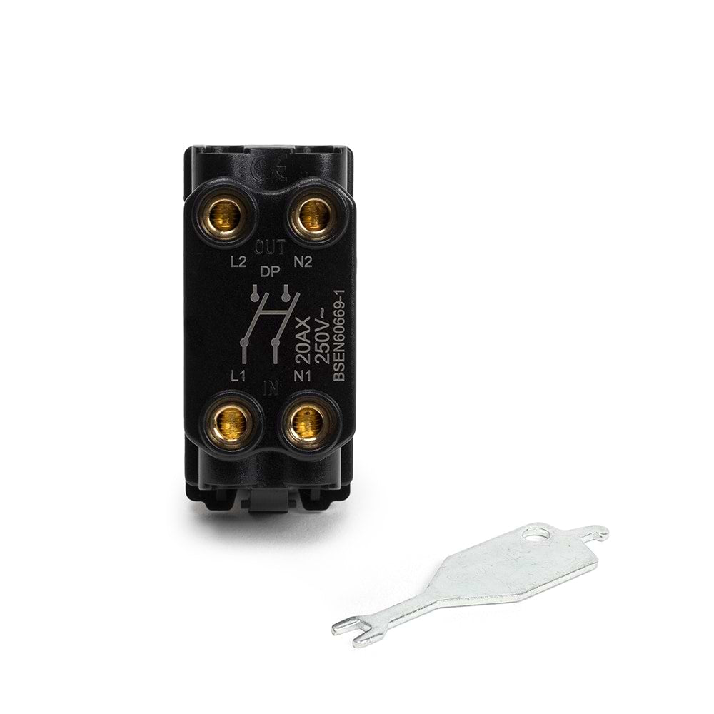 The Charterhouse Collection 20AX Double Pole Key RM-Grid Switch Module Antique Brass