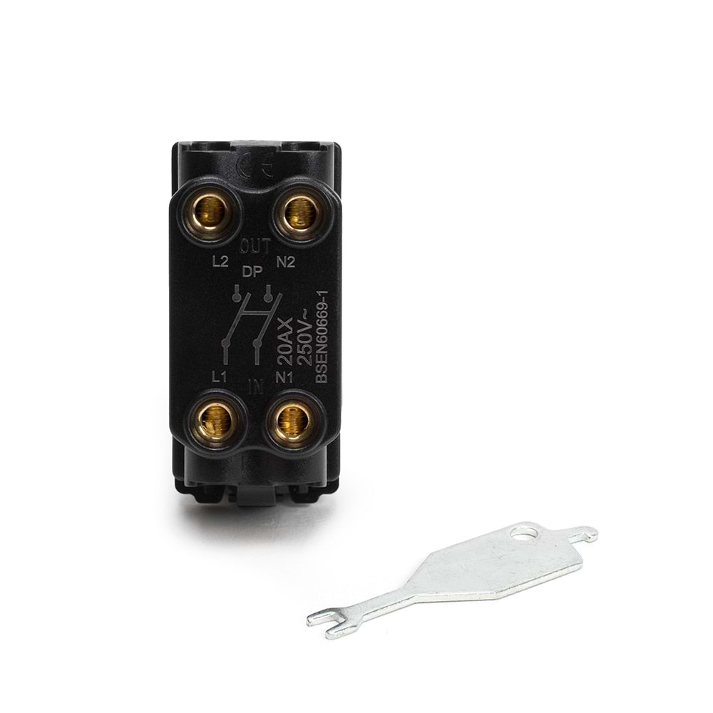 The Charterhouse Collection 20AX Double Pole 'EMG LTG TEST' RM-Grid Switch Module Antique Brass