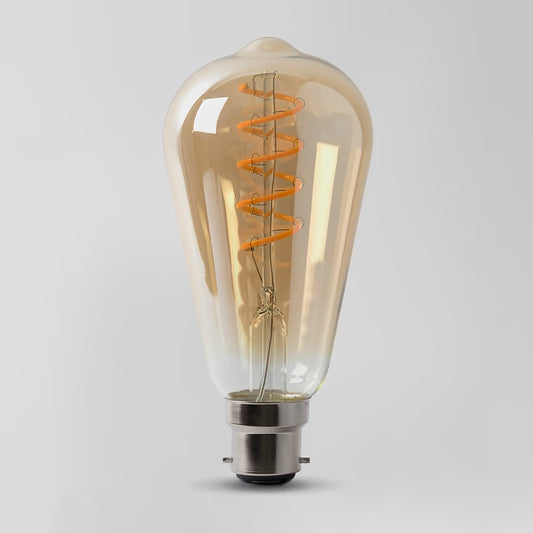 Soho Lighting 4w B22 Vintage Edison ST64 LED Light Bulb 1800K Spiral Filament Teardrop High CRI Dimmable