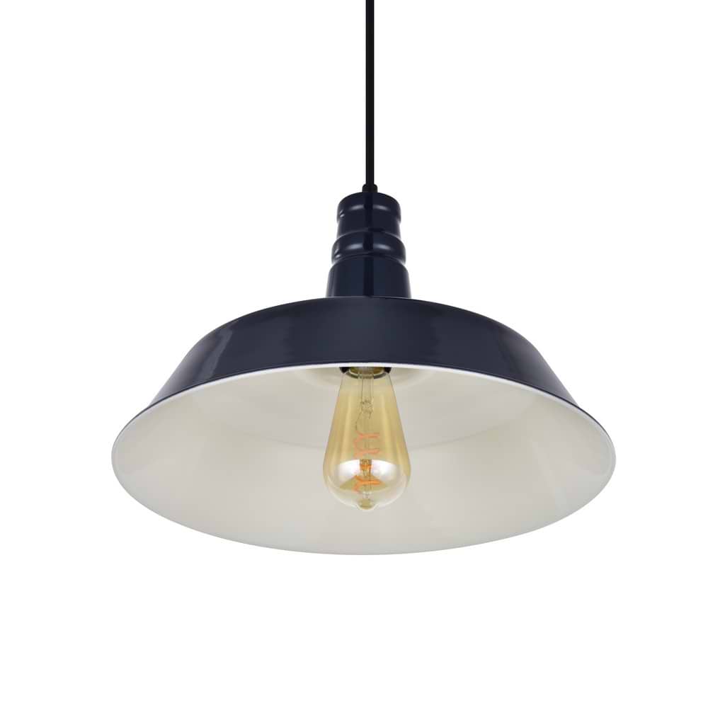 Argyll Industrial Pendant Light in Squid Ink Blue