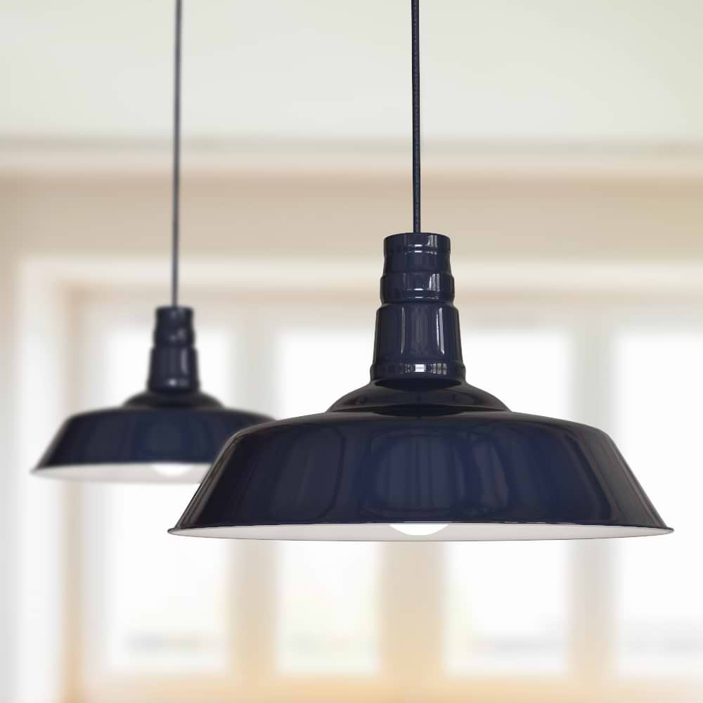 Argyll Industrial Pendant Light in Squid Ink Blue
