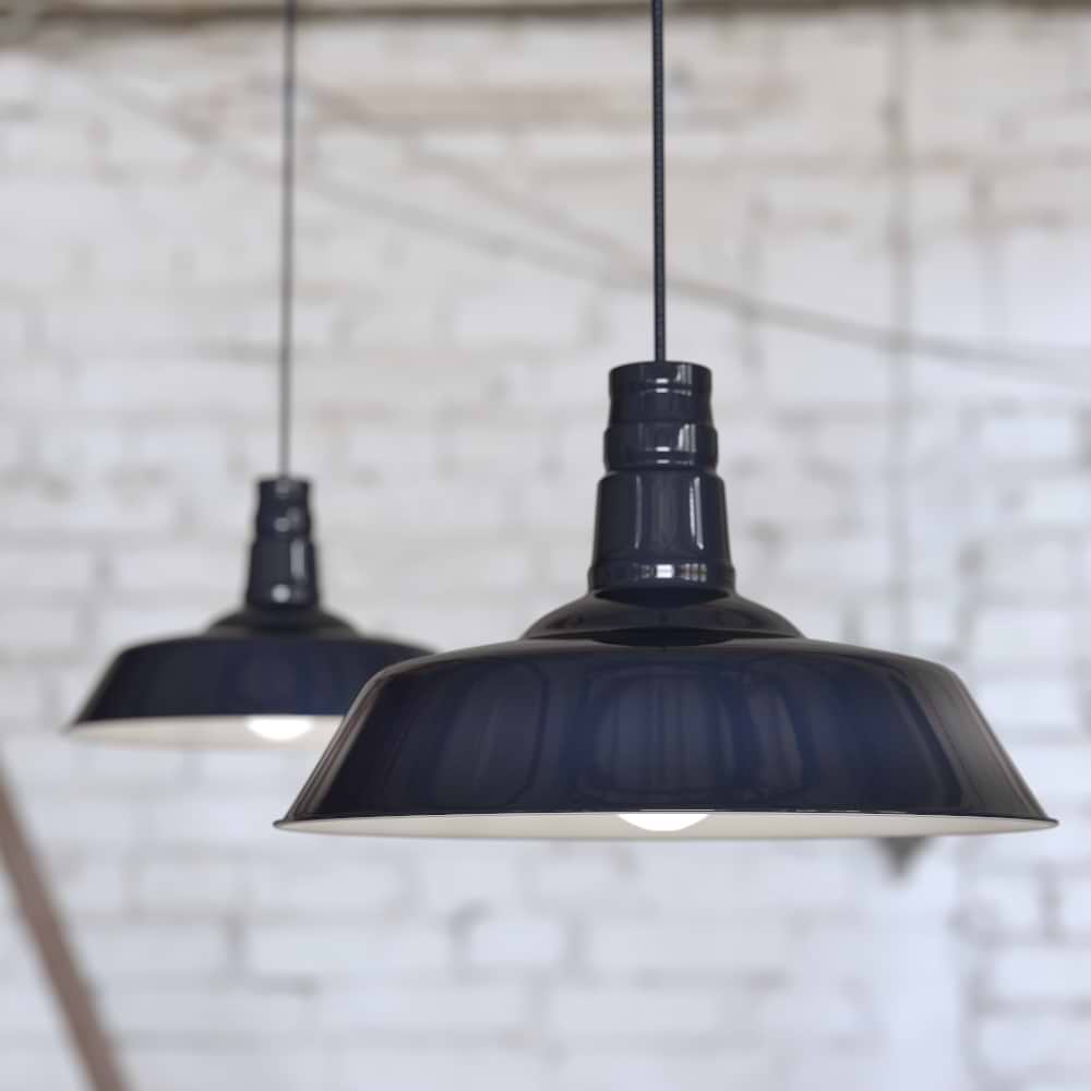 Argyll Industrial Pendant Light in Squid Ink Blue