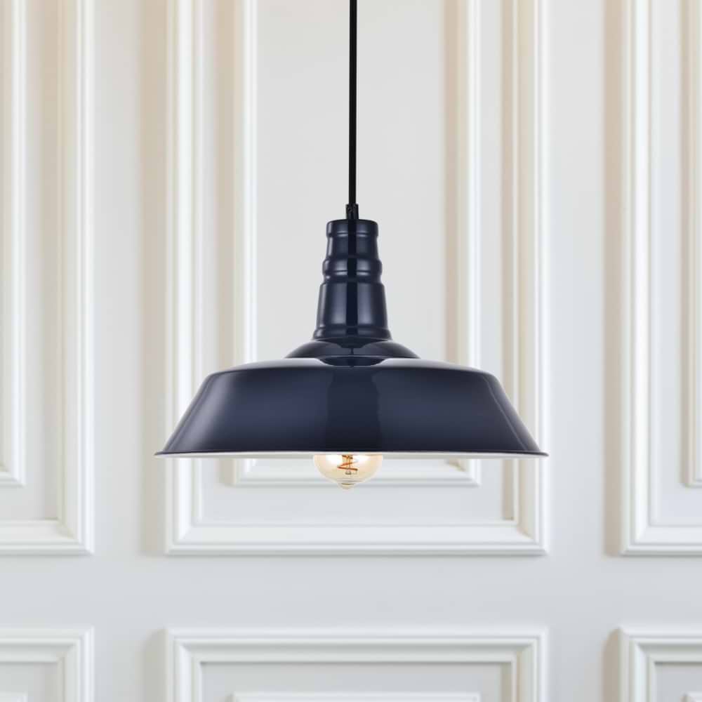 Argyll Industrial Pendant Light in Squid Ink Blue