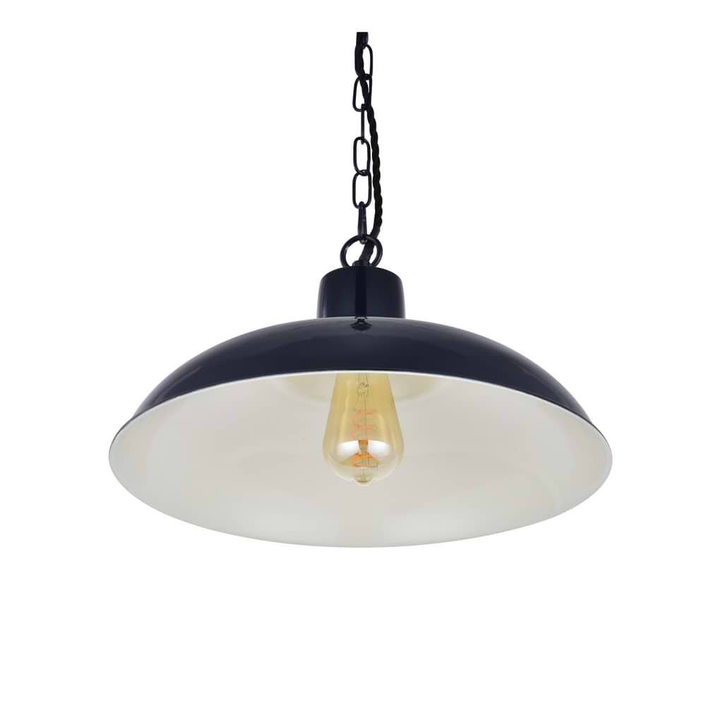 Portland Reclaimed Style Pendant Light in Squid Ink Blue