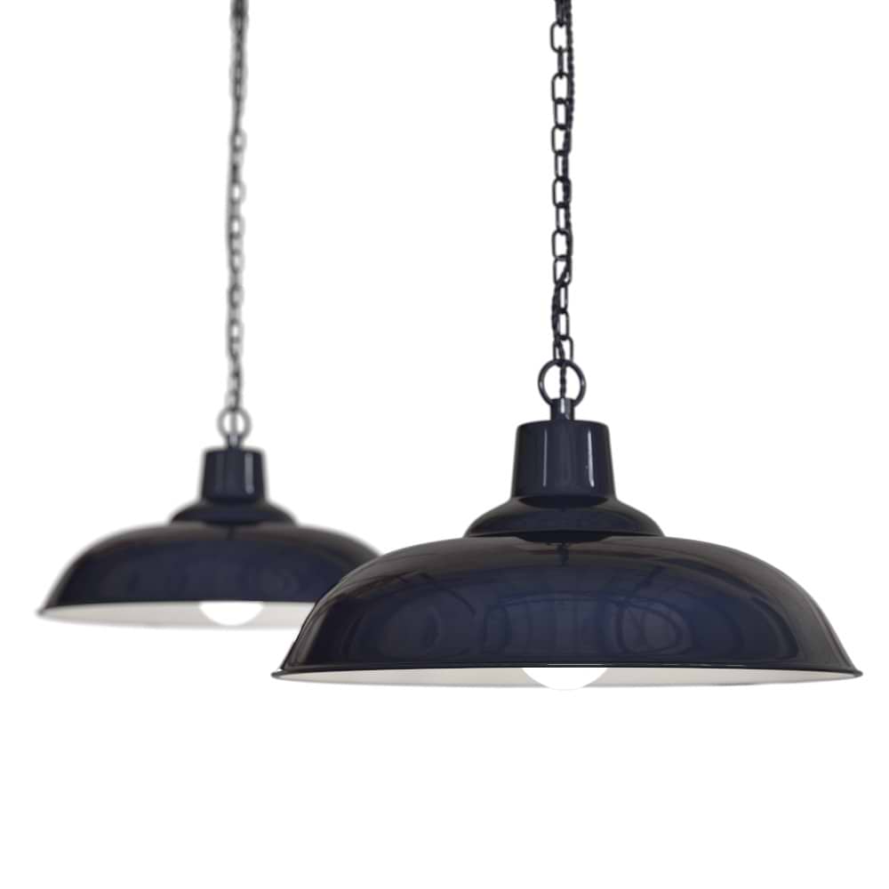 Portland Reclaimed Style Pendant Light in Squid Ink Blue