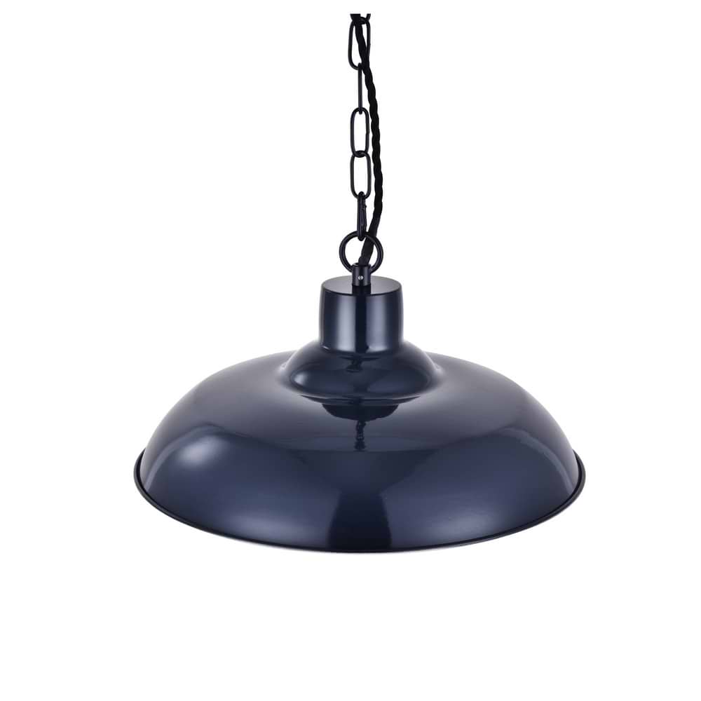 Portland Reclaimed Style Pendant Light in Squid Ink Blue