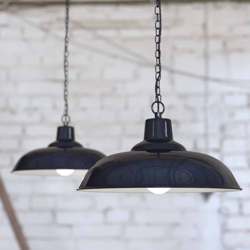 Portland Reclaimed Style Pendant Light in Squid Ink Blue