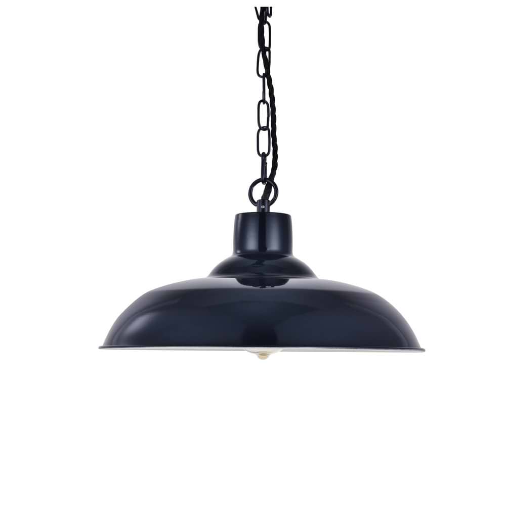 Portland Reclaimed Style Pendant Light in Squid Ink Blue