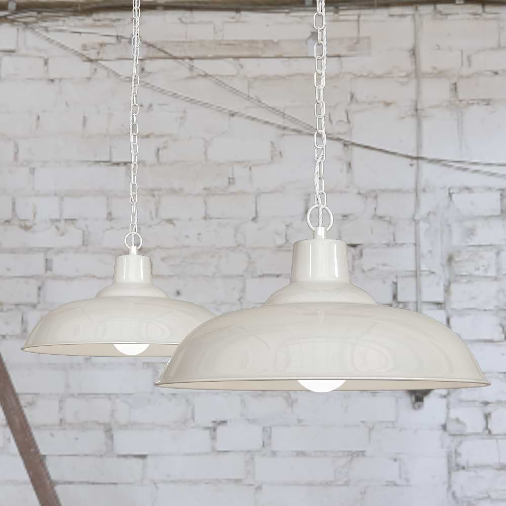 Portland Reclaimed Style Pendant Light in Clay White