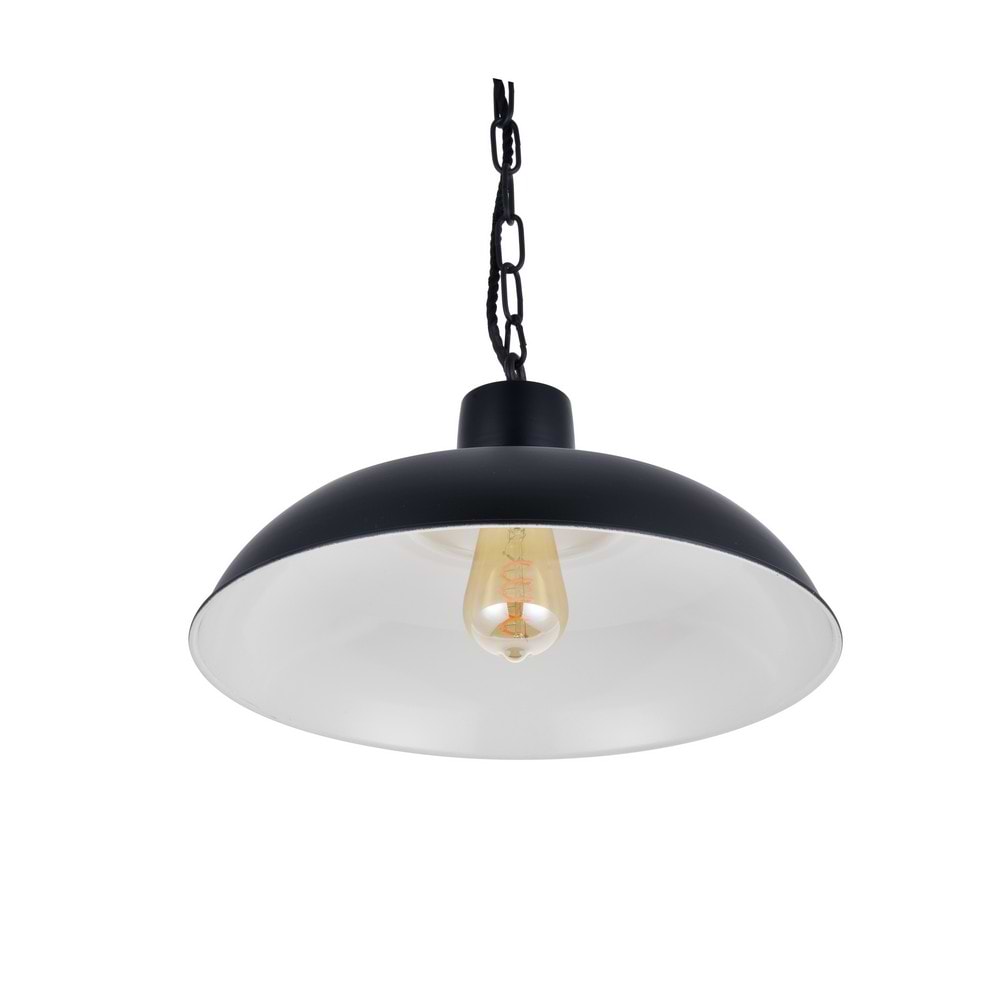 Portland Reclaimed Style Pendant Light in Matt Black