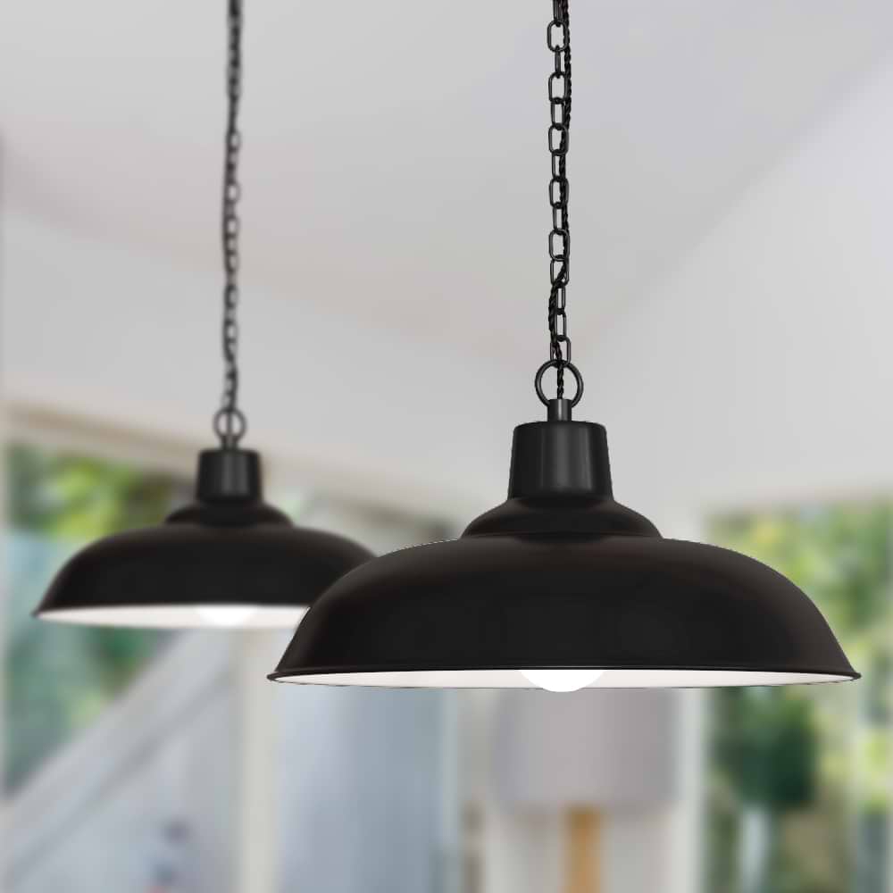 Portland Reclaimed Style Pendant Light in Matt Black