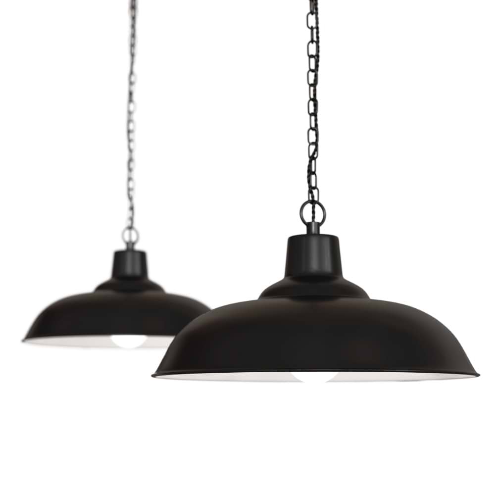 Portland Reclaimed Style Pendant Light in Matt Black