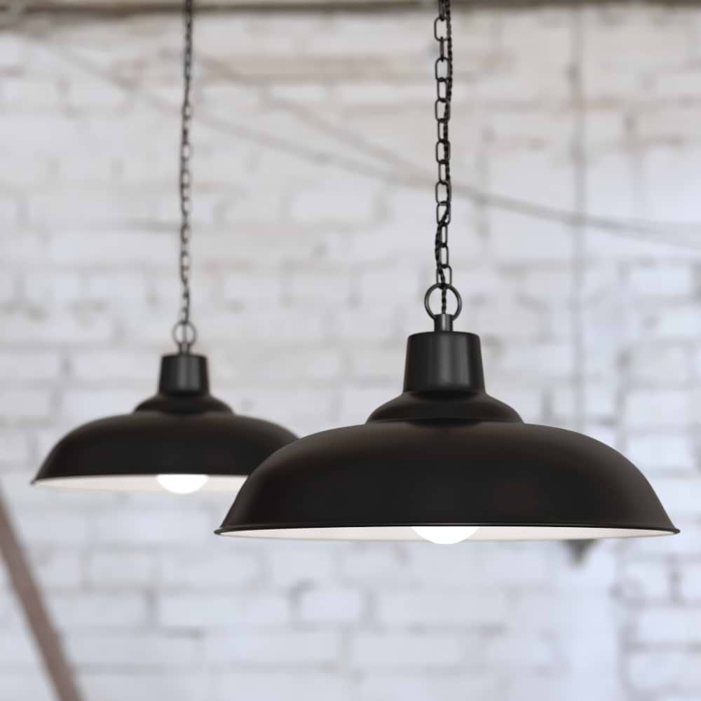 Portland Reclaimed Style Pendant Light in Matt Black