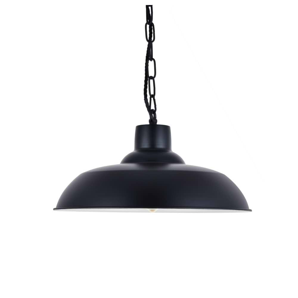 Portland Reclaimed Style Pendant Light in Matt Black