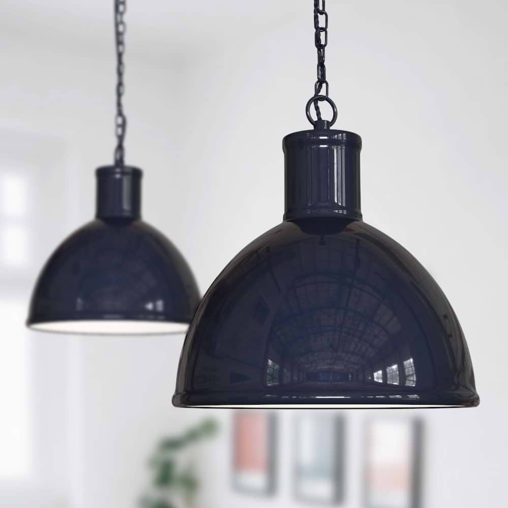 Wardour Industrial Bay Pendant Squid Ink Blue - Soho Lighting