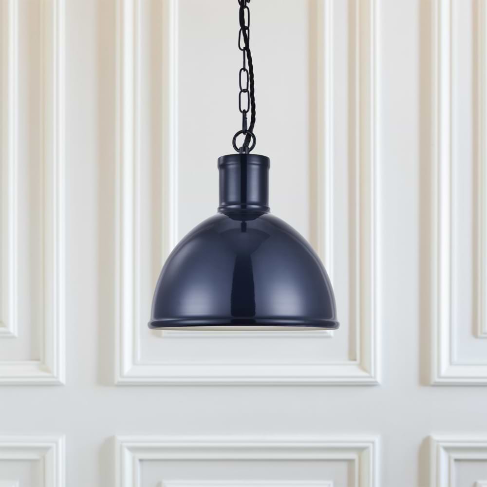 Wardour Industrial Bay Pendant Squid Ink Blue - Soho Lighting