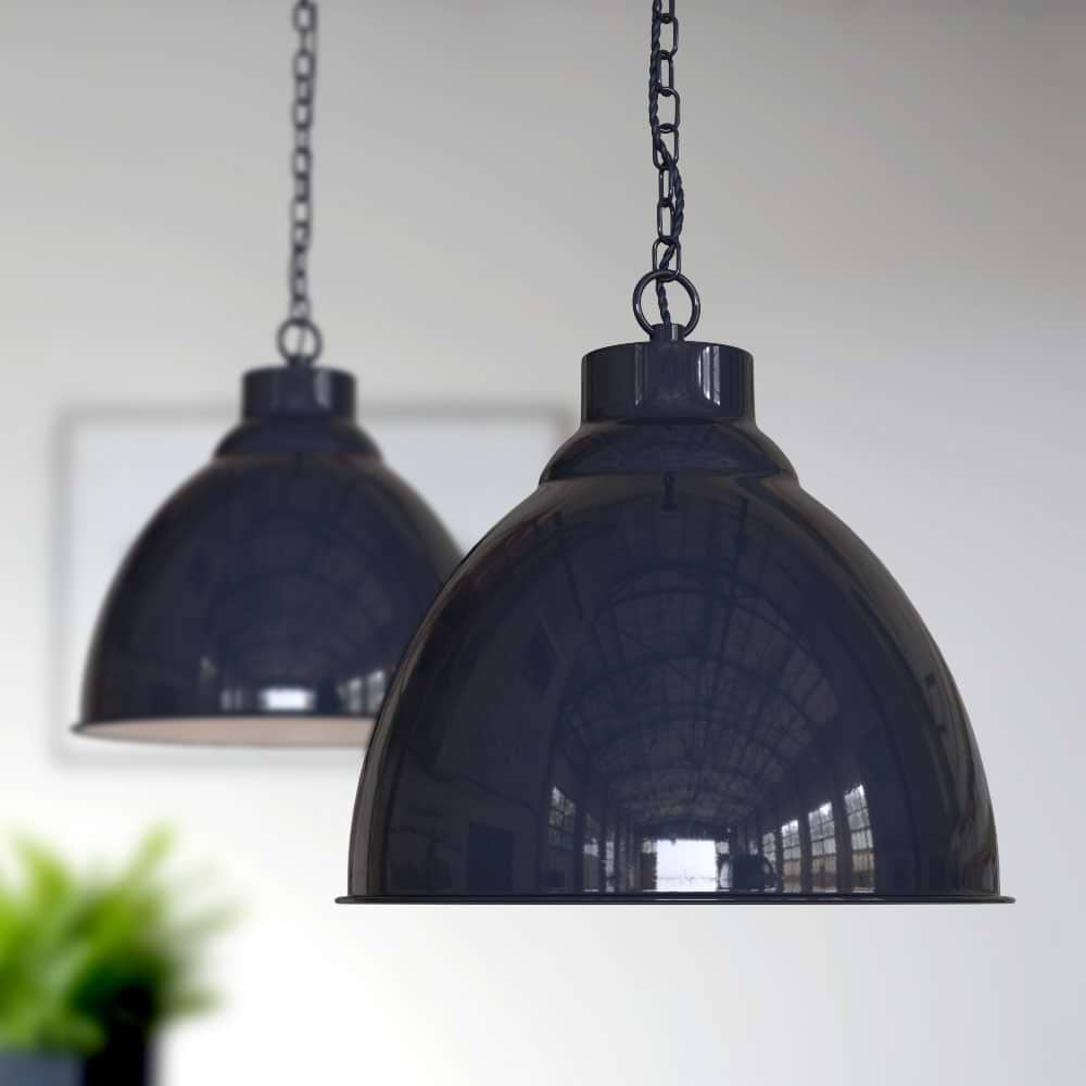 Oxford Vintage Pendant Light in Squid Ink Blue