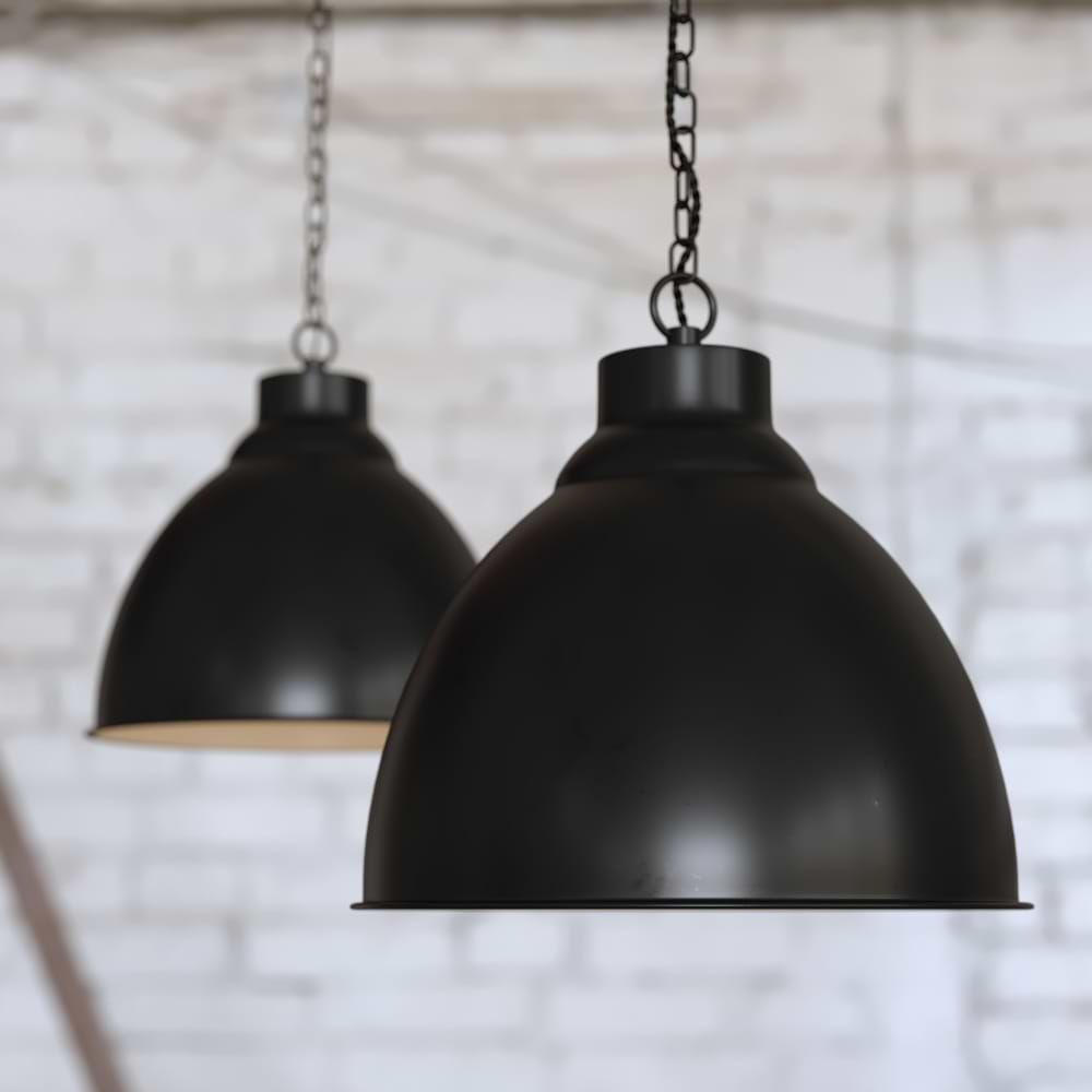 Oxford Vintage Pendant Light in Matt Black
