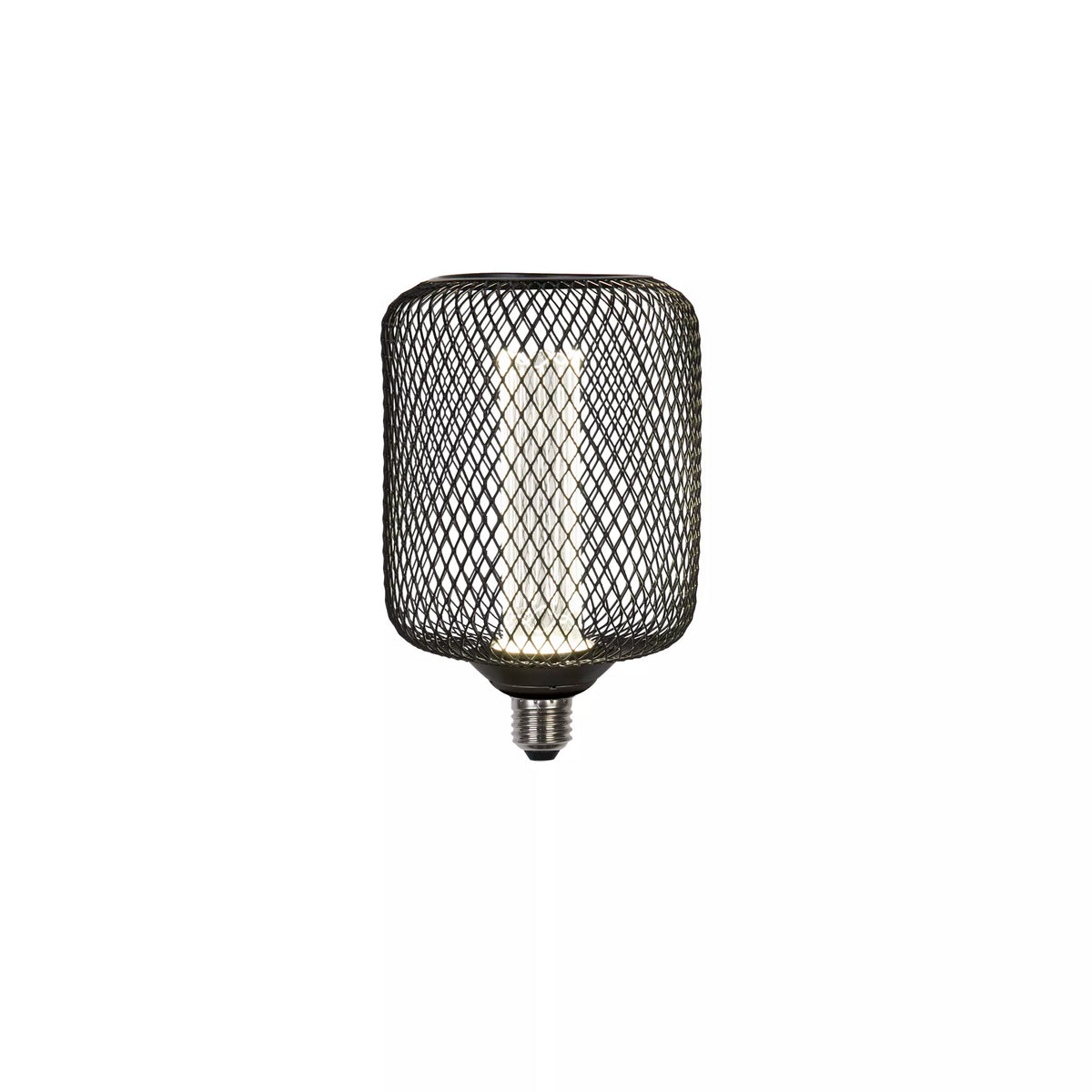 Wire Mesh Effect Drum Lamp - Black Metal