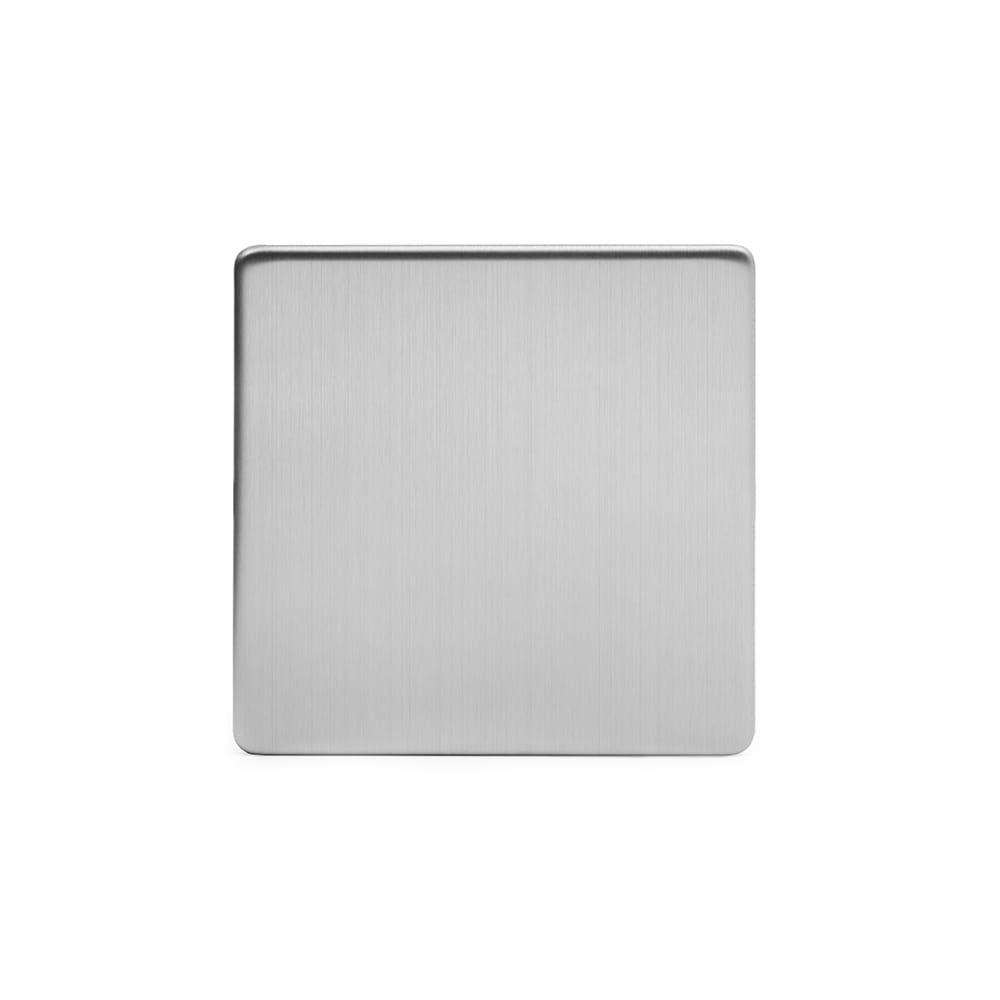 The Lombard Collection Brushed Chrome metal 1 Gang Blanking Plate Screwless