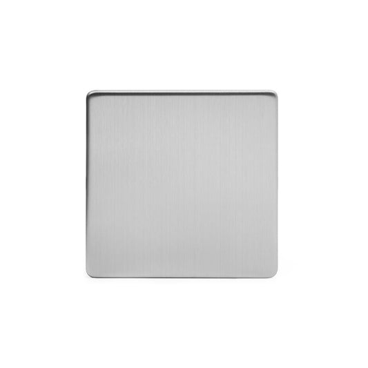 The Lombard Collection Brushed Chrome metal 1 Gang Blanking Plate Screwless