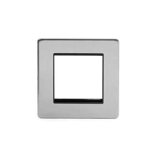 The Lombard Collection Brushed Chrome Black Insert 2 x25mm EM-Euro Module Faceplate