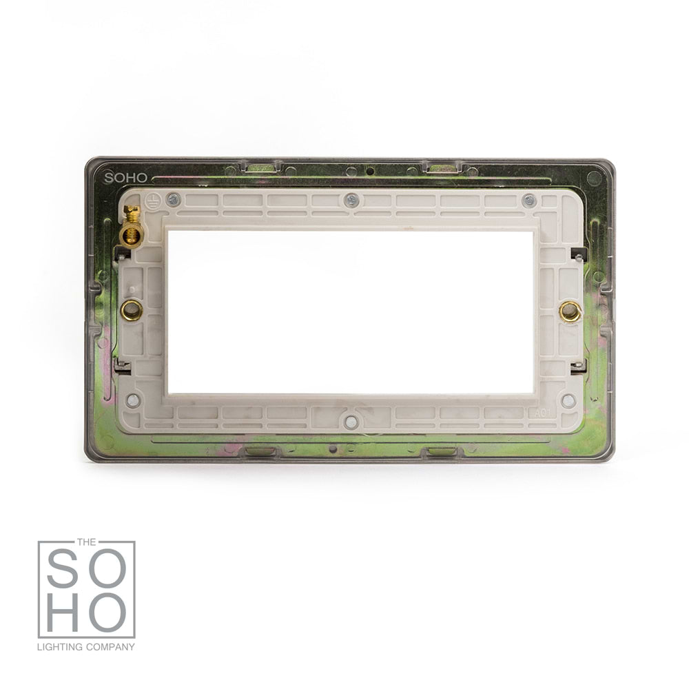 The Lombard Collection Brushed Chrome White Insert 4 x25mm EM-Euro Module Faceplate