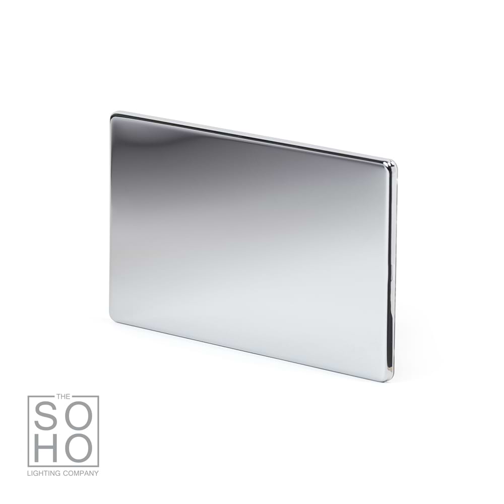 The Finsbury Collection Polished Chrome metal 2 Gang Blanking Plate Screwless