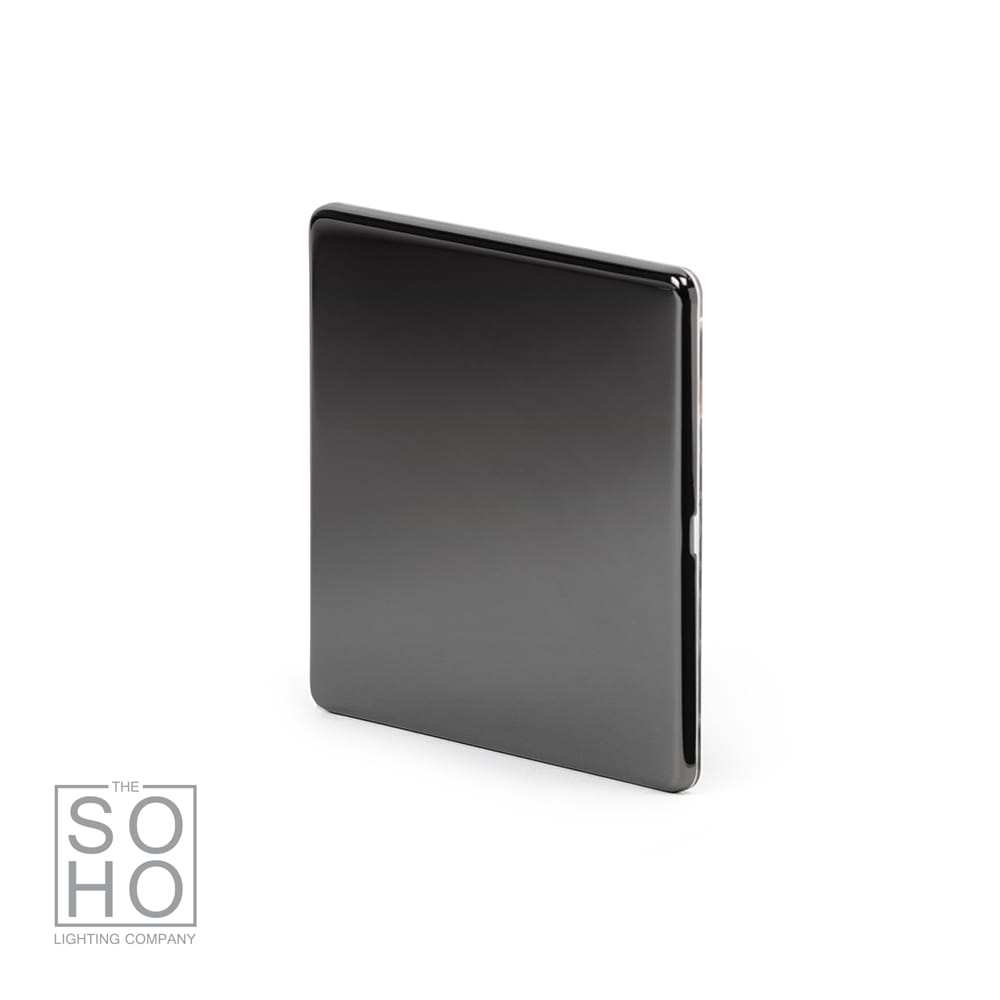The Connaught Collection Black Nickel metal 1 Gang Blanking Plate Screwless