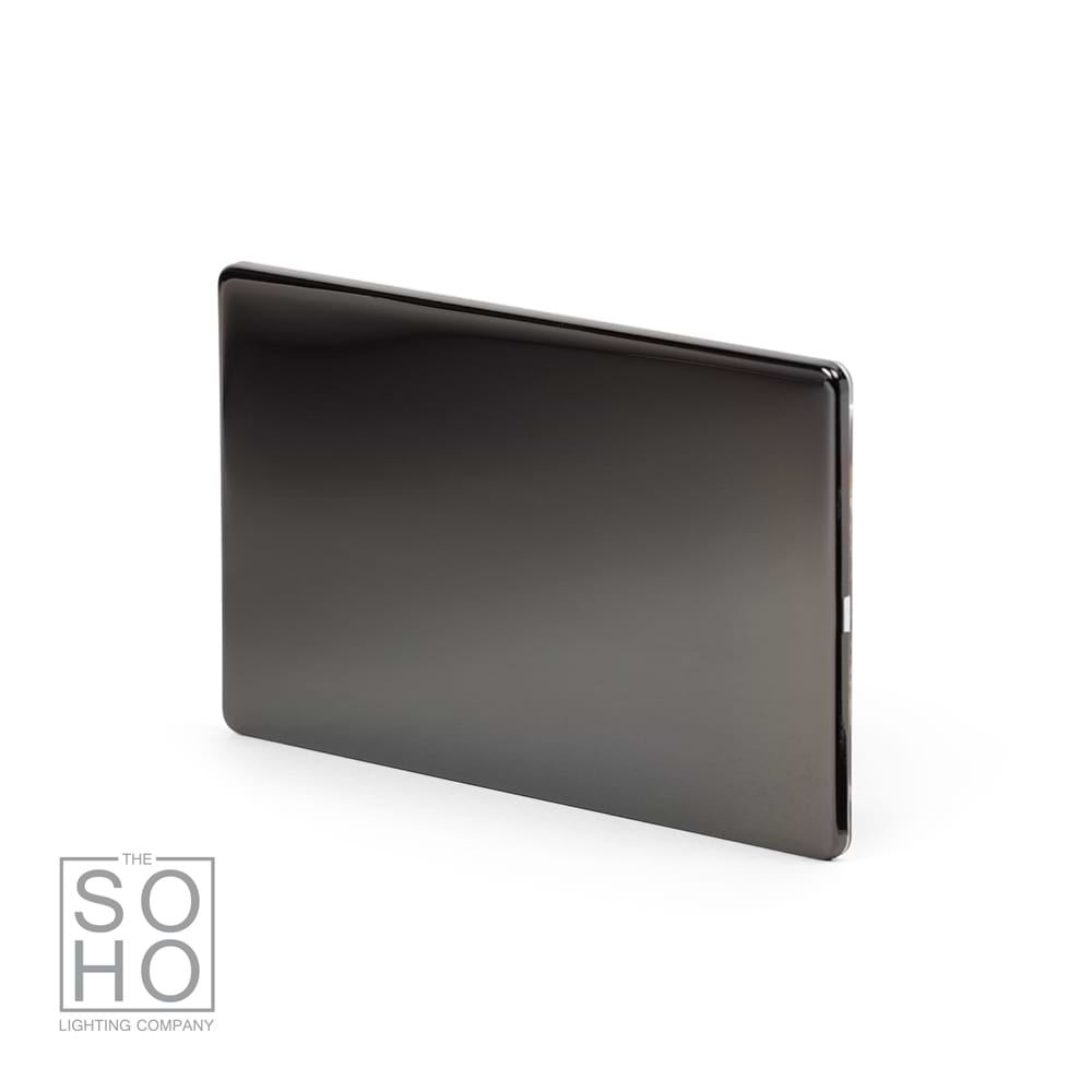 The Connaught Collection Black Nickel metal 2 Gang Blanking Plate Screwless