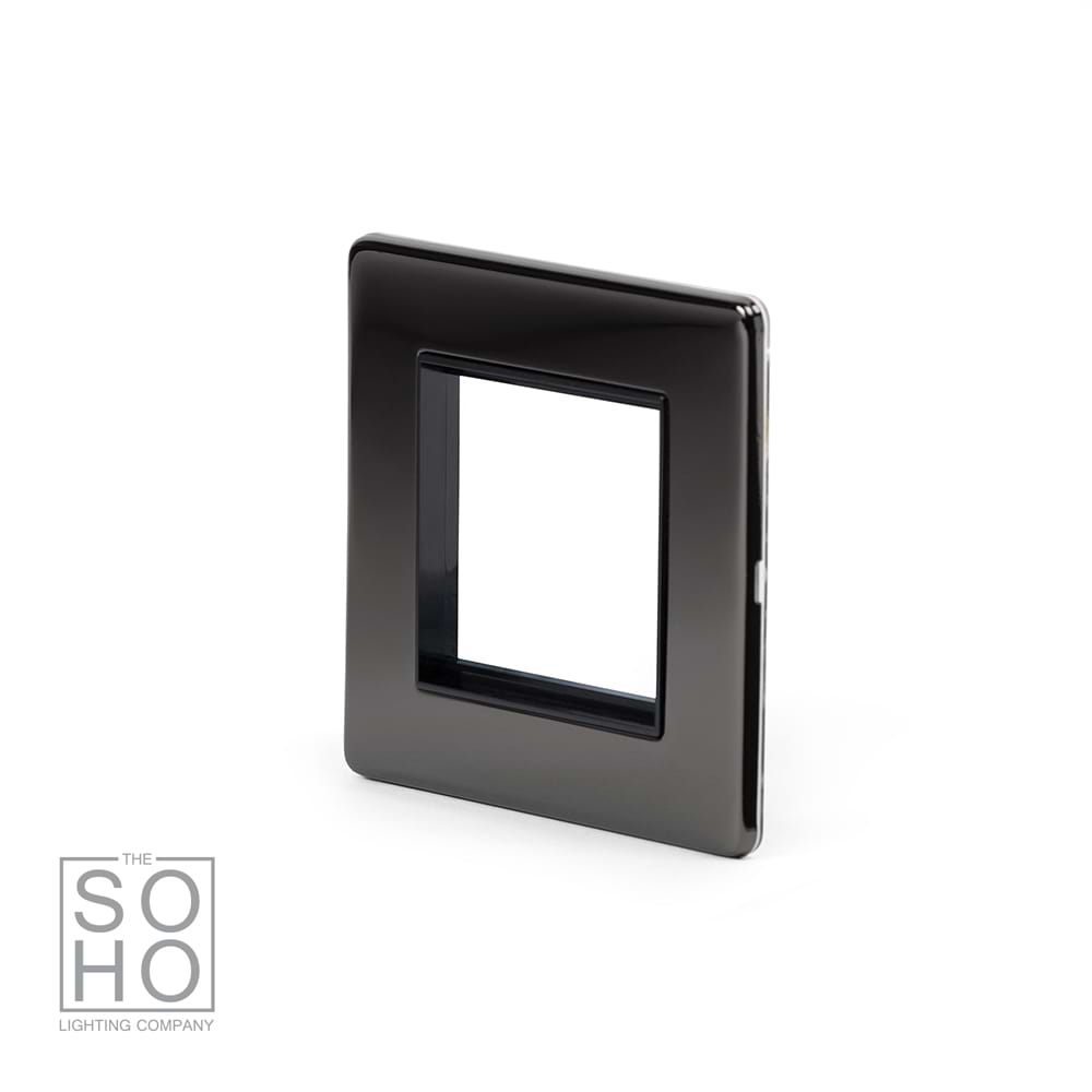 The Connaught Collection Black Nickel 2 x25mm EM-Euro Module Faceplate
