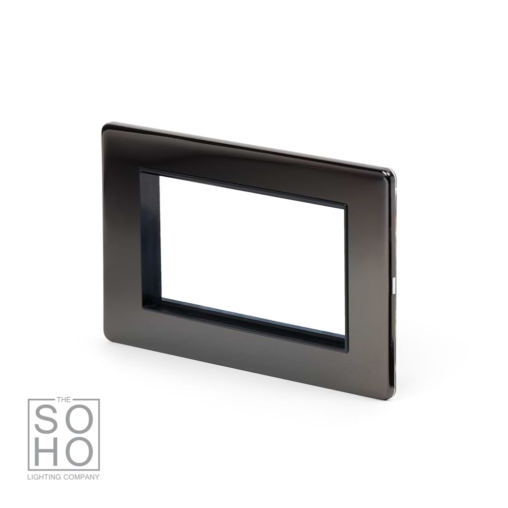 The Connaught Collection Black Nickel 4 x25mm EM-Euro Module Faceplate