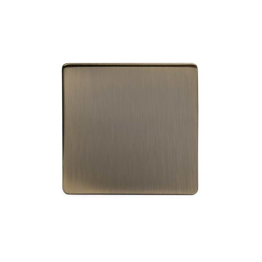 The Charterhouse Collection metal 1 Gang Blanking Plate Screwless Antique Brass
