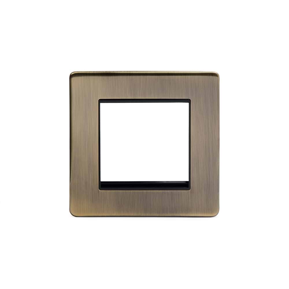 The Charterhouse Collection 2 x25mm EM-Euro Module Faceplate Antique Brass