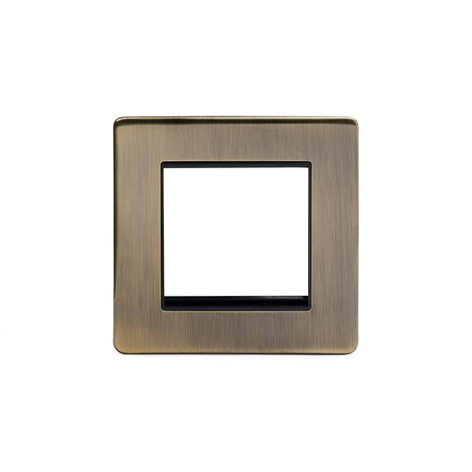 The Charterhouse Collection 2 x25mm EM-Euro Module Faceplate Antique Brass