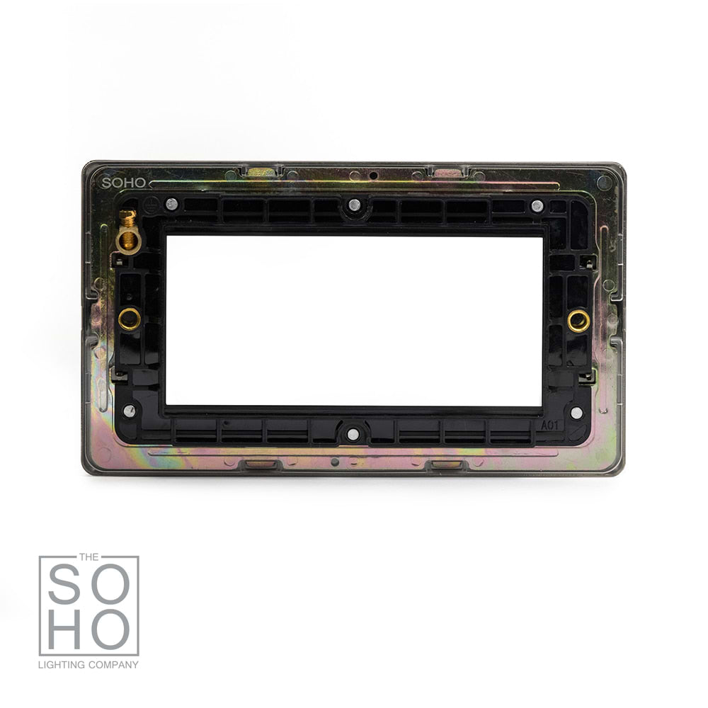 The Charterhouse Collection 4 x25mm EM-Euro Module Faceplate Antique Brass