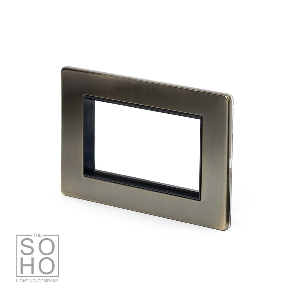 The Charterhouse Collection 4 x25mm EM-Euro Module Faceplate Antique Brass
