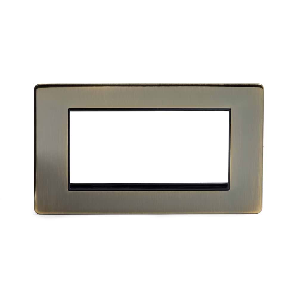 The Charterhouse Collection 4 x25mm EM-Euro Module Faceplate Antique Brass