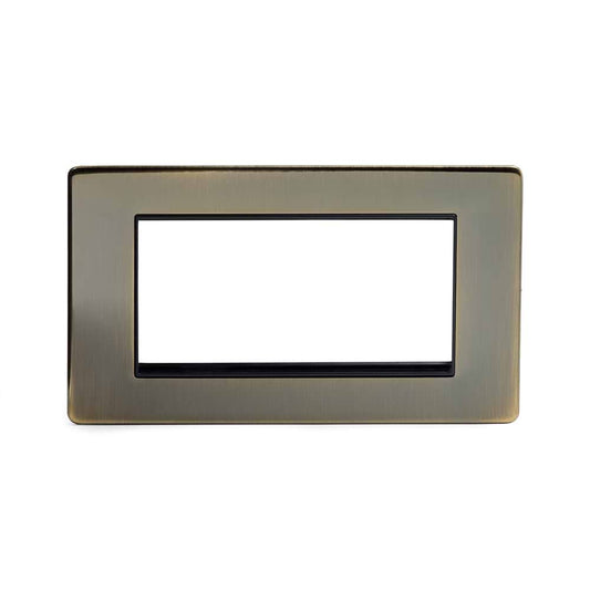 The Charterhouse Collection 4 x25mm EM-Euro Module Faceplate Antique Brass